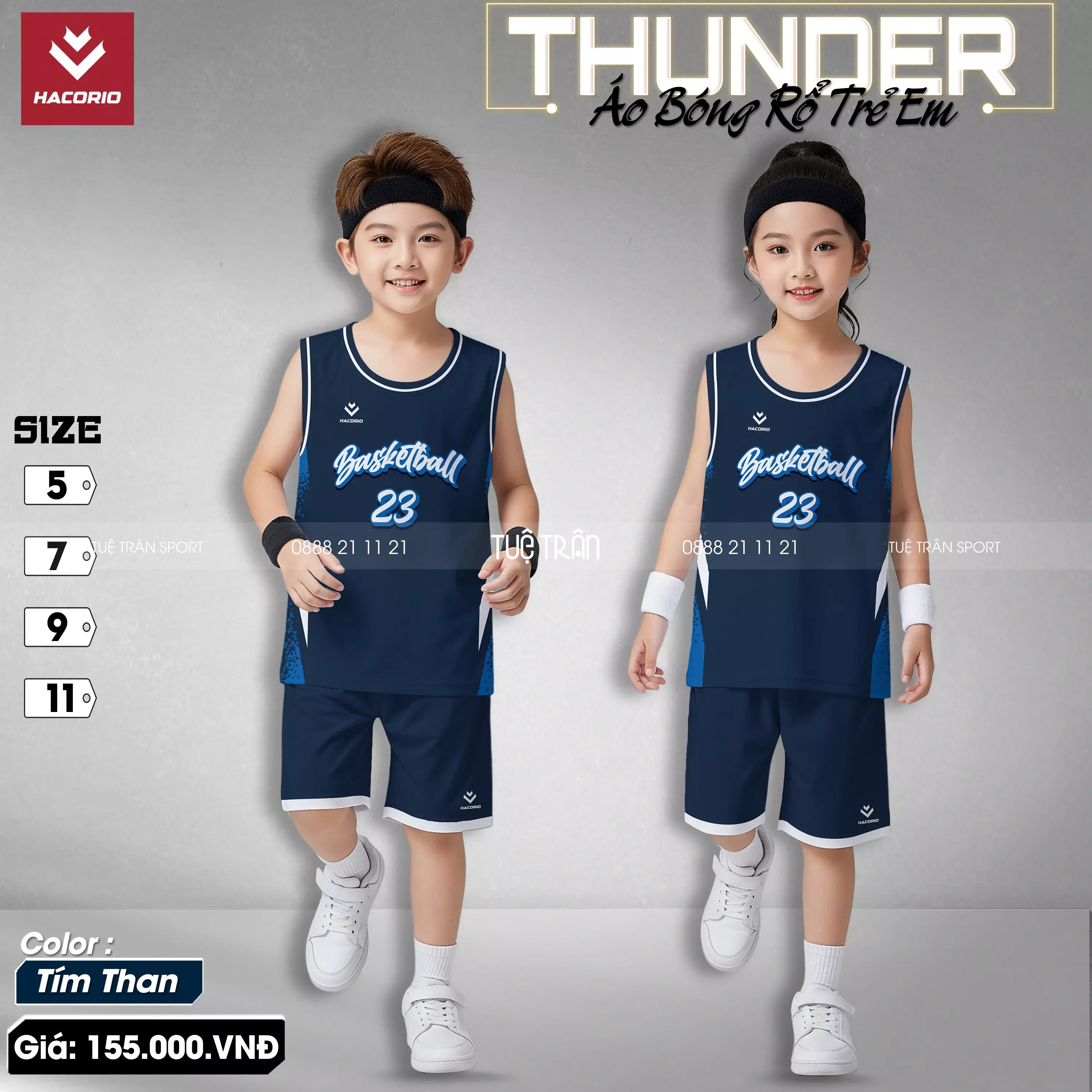 Quần áo bóng rổ trẻ em - Hacorio Thunder